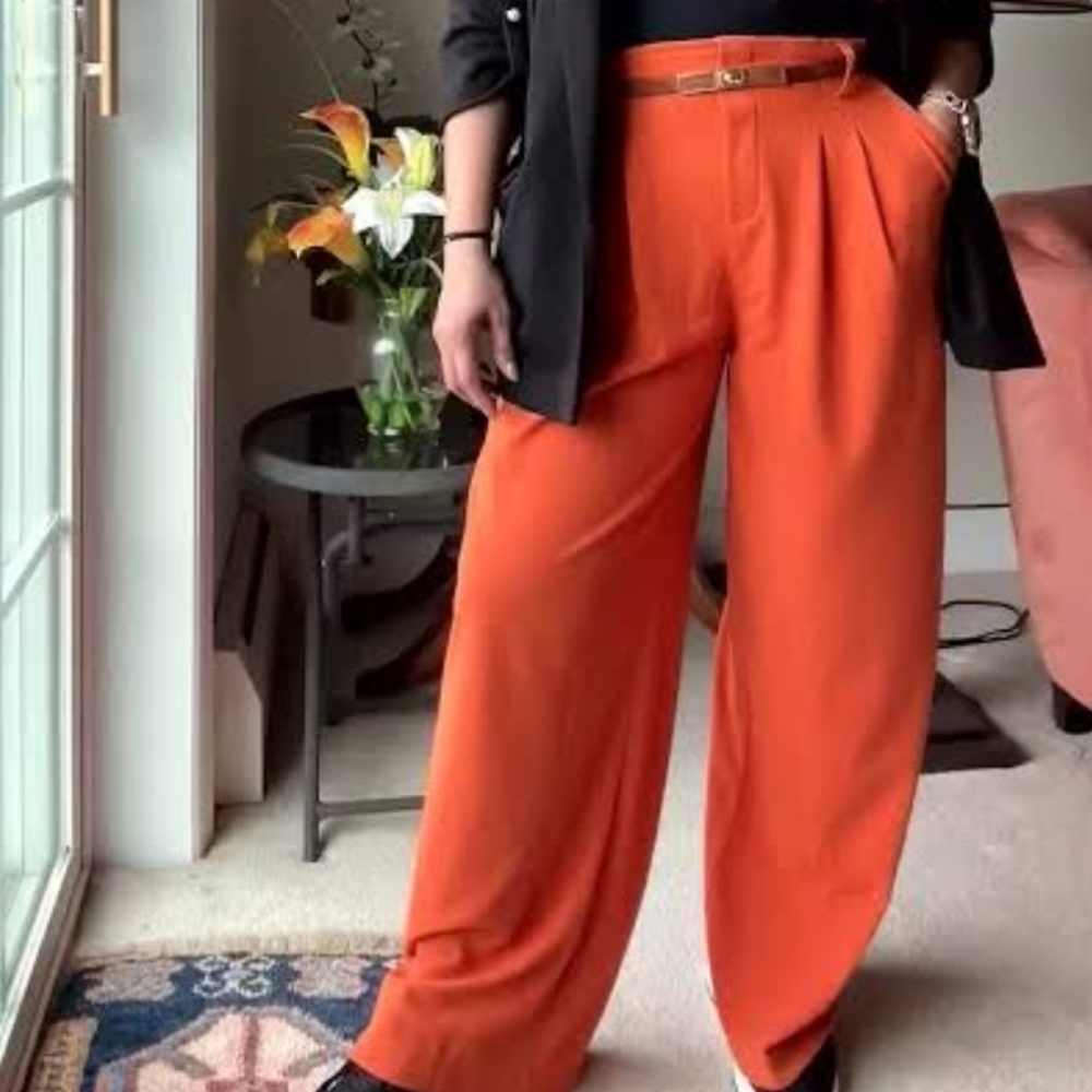 Halara High Rise Wide Leg Trouser In Orange Size XL
